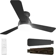 USOR Ceiling Fans with Lights-42" Ceiling Fans with Lights and Remote， Reversible DC motor, 3CCT, 6 Wind Speeds, Modern Ceiling Fan for Indoor/outdoor ceiling fan with light(Black)