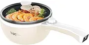 Vocha Electric Hot Pot, 1.5L Mini Portable Electric Pan Non-Stick, Multi-Cooker with Lid for Travel/Dormitory, Silicone Spatula Included (Beige)