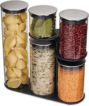 [Joseph Joseph] Podium 100 5-Piece Glass Storage Jar Set With Stand