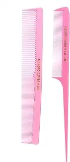Allegro Combs Rubber Hair Styling Combs Set for Men, Women, Kids - Includes Rat Tail Comb and Barber Comb, Fresh Pink, 2 Count