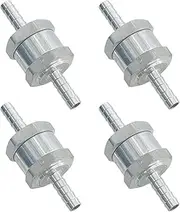 4Pcs Fuel Check Valve, One Way Inline Non Return Valve For Water Fuel Diesel Gasoline (Silver, 6mm-1/4"OD)