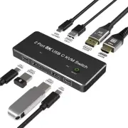 Thunderbolt 3/4 KVM Switch USB-C to Displayport HDMI with 3Port USB2.0 8K DP 1.4