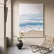 Hand-Painted Oil Painting - Abstract Blue Sea Texture Painting Large Size Sofa Background Wall Decorative Painting,Living Room Sofa Background Wall Decoration Painting,As Shown,100 X 150 Cm(40"X60"