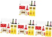 Tofficu 4sets Play Traffic Signs Educational Toy for Boy Girl Roadblocks Traffic Cones Road Barriers Safe Material for Imaginative Play Real-world Learning Motor Skills Hand-eye