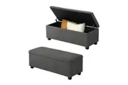 Oikiture Storage Ottoman Blanket Box Linen Fabric Large