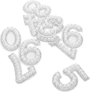 TEHAUX Iron-on Stickers Cloth Number Patch Set Embroidery Number Stickers Imitation Pearl Rhinestone Patches