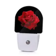 Night Lights Plug into Wall for Girls Boys Room,Night Light Red Rose Raindrops
