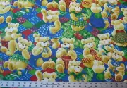 Vintage Whiteheads Fabric Honey Bears Fantasia Collection Printed Cotton