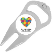 Autism Awareness Puzzle Heart Golf Ball Marker Divot Repair Tool Bottle Opener