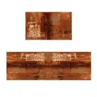 Burnt Orange Kitchen Rugs Set 2 Pieces, Modern Geometric Orange Non-Slip Rubb...