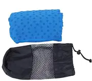 Non Slip Yoga Mat Towel, Sweat Absorbent Exercise Mat, Cotton Microfiber Gym Towel with Silicone, Lightweight Machine Washable Pilates Towel for Outdoor Home Yoga (Blue)