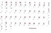 Dvorak Simplified with Red Letters Keyboard Stickers Transparent for Computers Laptops Desktop Keyboards