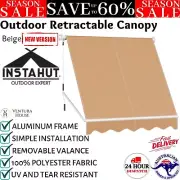 Instahut Window Fixed Pivot Arm Awning Outdoor Retractable Sun Shade Canopy Beig