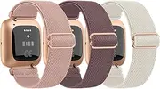 [3 Pack]Adjustable Elastic Bands for Fitbit Versa 2 bands, Fitbit Versa band,Versa Lite/SE band, Soft Stretchy Loop Breathable Sport Nylon Replacement Strap Wristbands for Women/Men