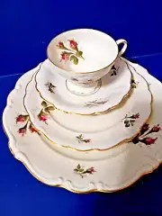 ROSENTHAL POMPADOUR MOSS ROSE EIGHT 4 PIECE PLACE SETTINGS TOTAL 32 PIECES