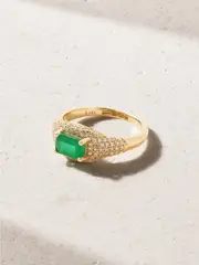 [STONE AND STRAND] STONE AND STRAND - Claudia 14-karat Gold, Diamond And Emerald Signet Ring - 4 4 Gold