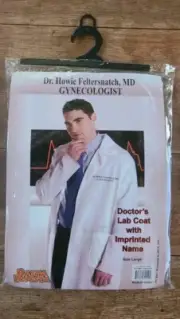 Adult Dr Howie Feltersnatch Lab Coat Halloween Costume Gynecologist Sz L