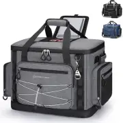 80 Can Soft Sided Cooler Bag, Insulated Hard-Bottom, Leakproof, Portable, Gray