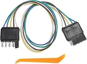 X AUTOHAUX 5 Way Flat Trailer Wire Extension, 18 Inch Vehicle-Side and Trailer-Side 5-Pin Flat Wiring Harness 18 Guage Male and Female Trailer Wire Connector for Trailer Towing