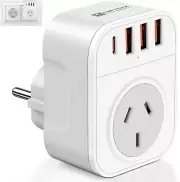 AU to EU Travel Adapter, AUS to European Travel Plug, European Grounded Outlet