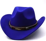 [ZJSCNBE] Wool Women's Men's Western Cowboy Hat Fit for Gentleman Lady Jazz Cowgirl with Leather Cloche Sombrero Caps