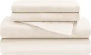Flannel Cotton Sheet Set, King, Solid Ivory