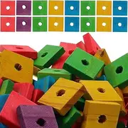 HKYLRAT 50 Pcs Parrot Wood Blocks Toys Wooden Blocks Bird Chewing Toy Bird Bite Toys Mini Wood Chips DIY Craft for Parrot Playing Chewing