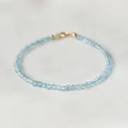 Natural Apatite Stone Dainty Bracelet Tiny Aqua Gemstone Bracelet Minimalist