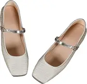 [Gloritmo] Women Ankle Strap Mary Jane Flats Shoes Square Toe Comfortable Flats Shoes