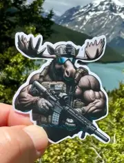 2" Tactical Moose Sticker, Decal, Military, Police, Animal, Gear, Work, Glasses