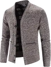 [Generic] Men Winter Thicker Warm Cardigan Sweaters Male V-Neck Casual Cardigans Slim Fit Sweaters
