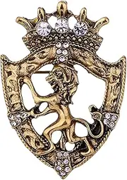 [RUIFUU] Brooch for Men Suit Gold Vintage Crown Lion Brooch Animal Rhinestone Lion King Brooches for Suit Tie Dress Lapel Pin Fashion Jewelry, One size, Alloy Steel, no gemstone