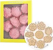 8 Pieces Cute Flower Cookie Cutters Rose Cookie Moulds for Baking Cookie Mould Press Lotus Cookie Press Set Kitchen Tools Plastic Daisy Cookie Stamps (Flower)