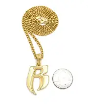 Mens Ruff Ryders Pendant 24" Cuban Link Chain 14k Gold Plated