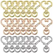 36Pcs Heart-Shaped Swivel Snap Hook,Metal Spring Snap Keychain Colored Heart