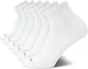 [Van Heusen] Men's Athletic Quarter Cut Socks (6 Pack), Pure White, 6-12.5, Pure White, 6-12.5