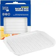 Homeshopa Microwave Bacon Rack, Meat Heating Rack Plate, Bacon Grill Crisper Tray for Fat Drain Defrosting Meals Frozen Food, Kitchen Utensils Microwave Oven Baking Cooking Dish, Plastic