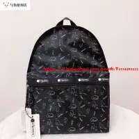 在飛比找Yahoo!奇摩拍賣優惠-Lesportsac 慵懶貓咪 黑底 降落傘防水包 雙肩後背