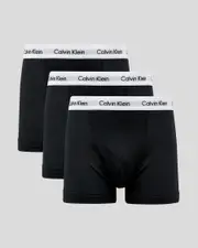 [Calvin Klein] Calvin Klein Men's Cotton Stretch Trunks 3 Pack Underwear in Black Size Small S Black