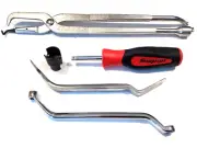 Snap On 5 Piece Brake Tool Kit Pliers Wrench 1/4” Driver Spring Cap Socket NEW