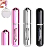 Perfume Travel Spray Bottle,Portable Mini Refillable Perfume Empty Spray Bottle,Scent Pump Case,Multicolor Atomizer Perfume Bottle,for Traveling and Outgoing （3 Pcs Pack of 5ml）(Silver/Black/Pink)