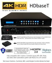 8x16 HDR 18GBPS HDbaseT 4K MATRIX SWITCHER with 8 Receivers HDMI IR UHD 8x8