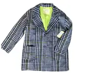 Girls Size 16 XL THEREABOUTS Coat Grey Black Green Plaid Jacket