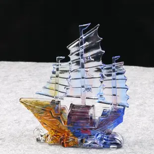 琉璃帆船擺件一帆風順琉璃工藝品年會伴手禮書房辦公室前臺擺設