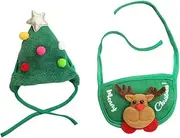 FONDOTIN Saliva Towel for Dog Cat Christmas Party Decorative Hat Bib for Pet Xmas Dressing Prop