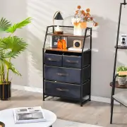 Costway4-drawer Storage Dresser with 2-tier Shelf and Fabric Bins for Living Room Bedroom Entryway