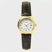 Casio LTP-V002GL-7B2 | Classic Quartz Women's Wrist Watch, Gold-Tone Case, White
