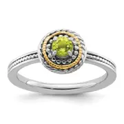 Sterling Silver & 14k Stackable Expressions Peridot Ring Size 8