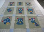 Handmade Machine sewing cotton patchwork applique 50"x 60"quilt top