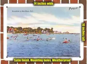 METAL SIGN - New Jersey Postcard - Waterfront at Bay Shore, N. J.
